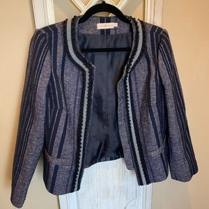 Tory Burch navy wool/tweed blazer.